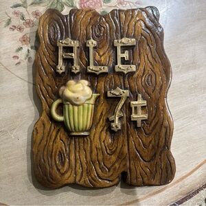 Vintage 1950s Plaster Beer Sign "Ale 7 Cents" Heavy Duty Hand Crafted